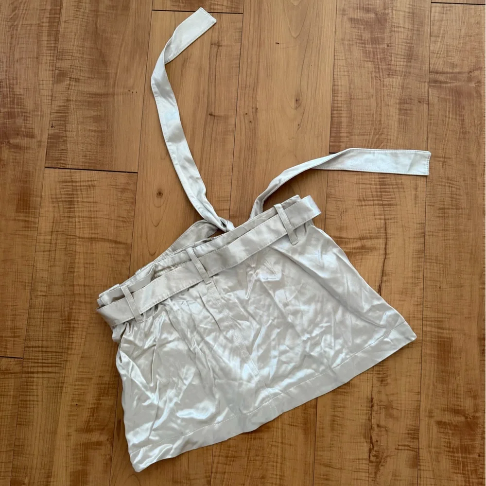 Satin Cargo Mini Skirt with tie Belt
